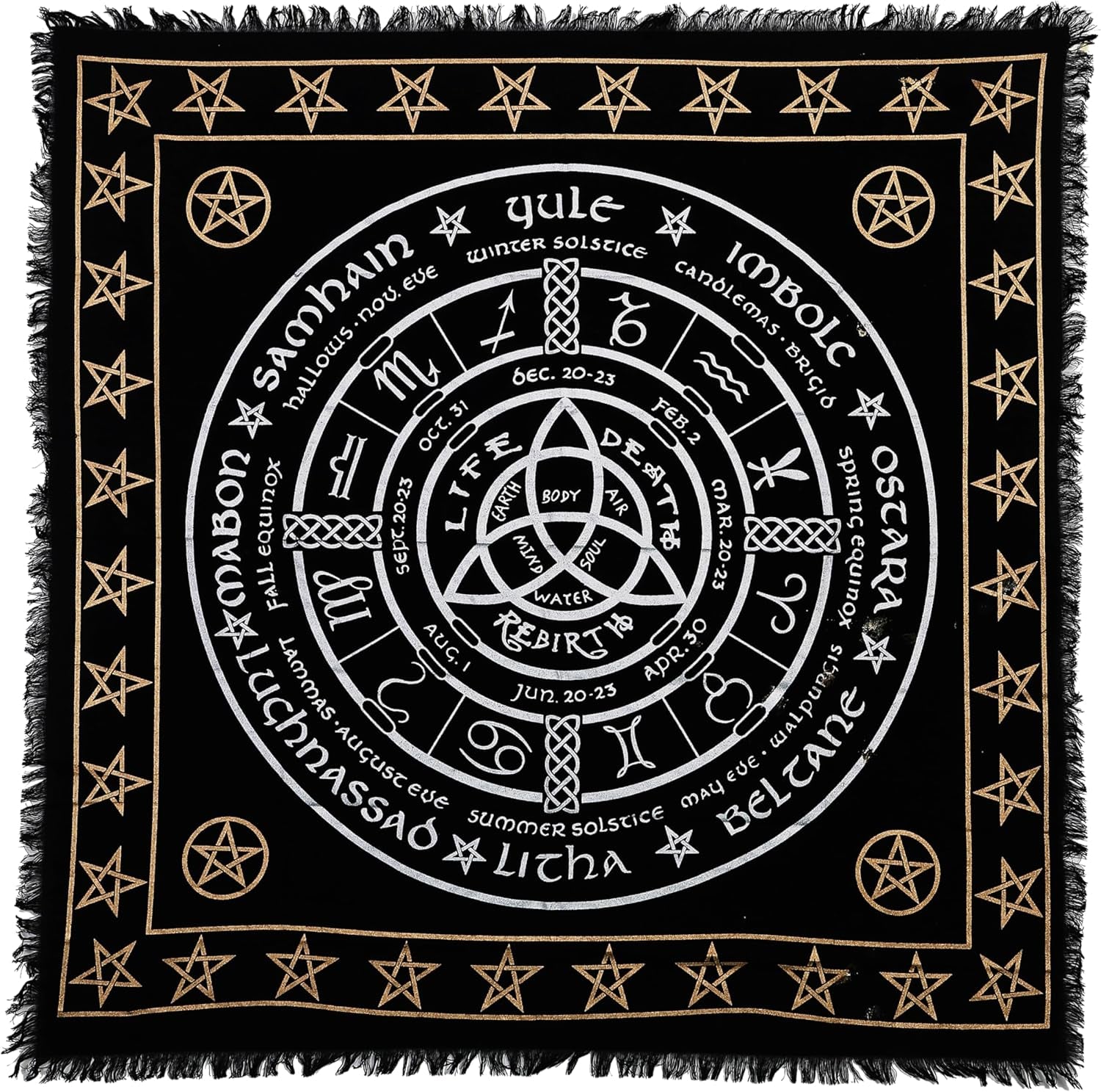 Altar Cloth Pagan Wheel Witchcraft Alter Tarot Spread Top Cloth Wiccan Square Spiritual 36 by 36 Sacred Pagan Wheel