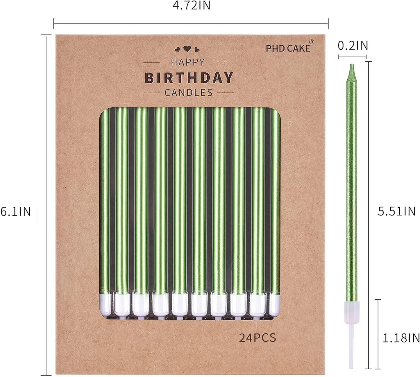 Green Long Thin Metallic Birthday Candles, Cake Candles, Birthday Parties, Wedding Decorations, Party Candles
