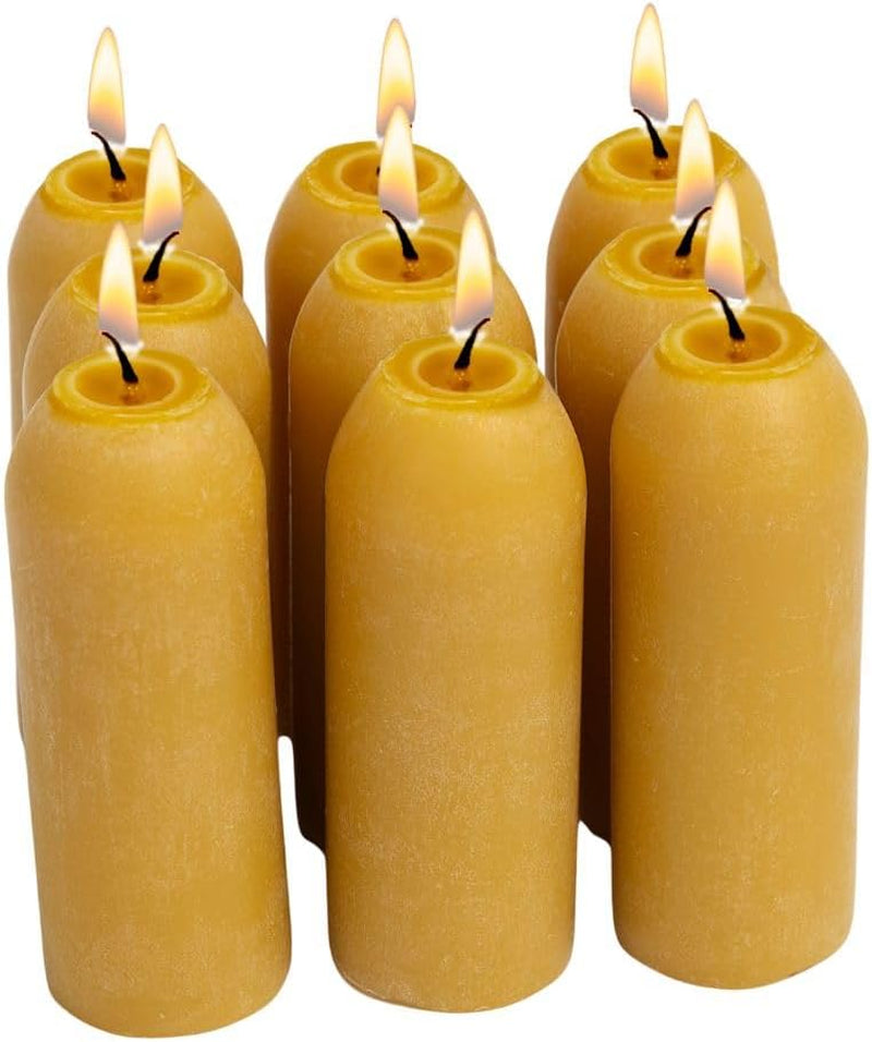 12-Hour Natural Beeswax Long-Burning Candles for Candle Lanterns and Emergency Preparedness, Made in USA