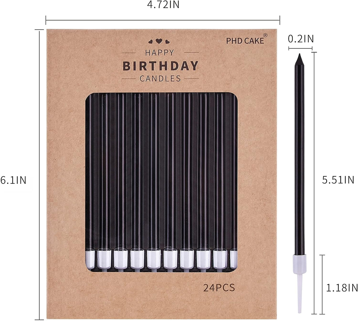Black Long Thin Birthday Candles, Cake Candles, Birthday Parties, Wedding Decorations, Party Candles