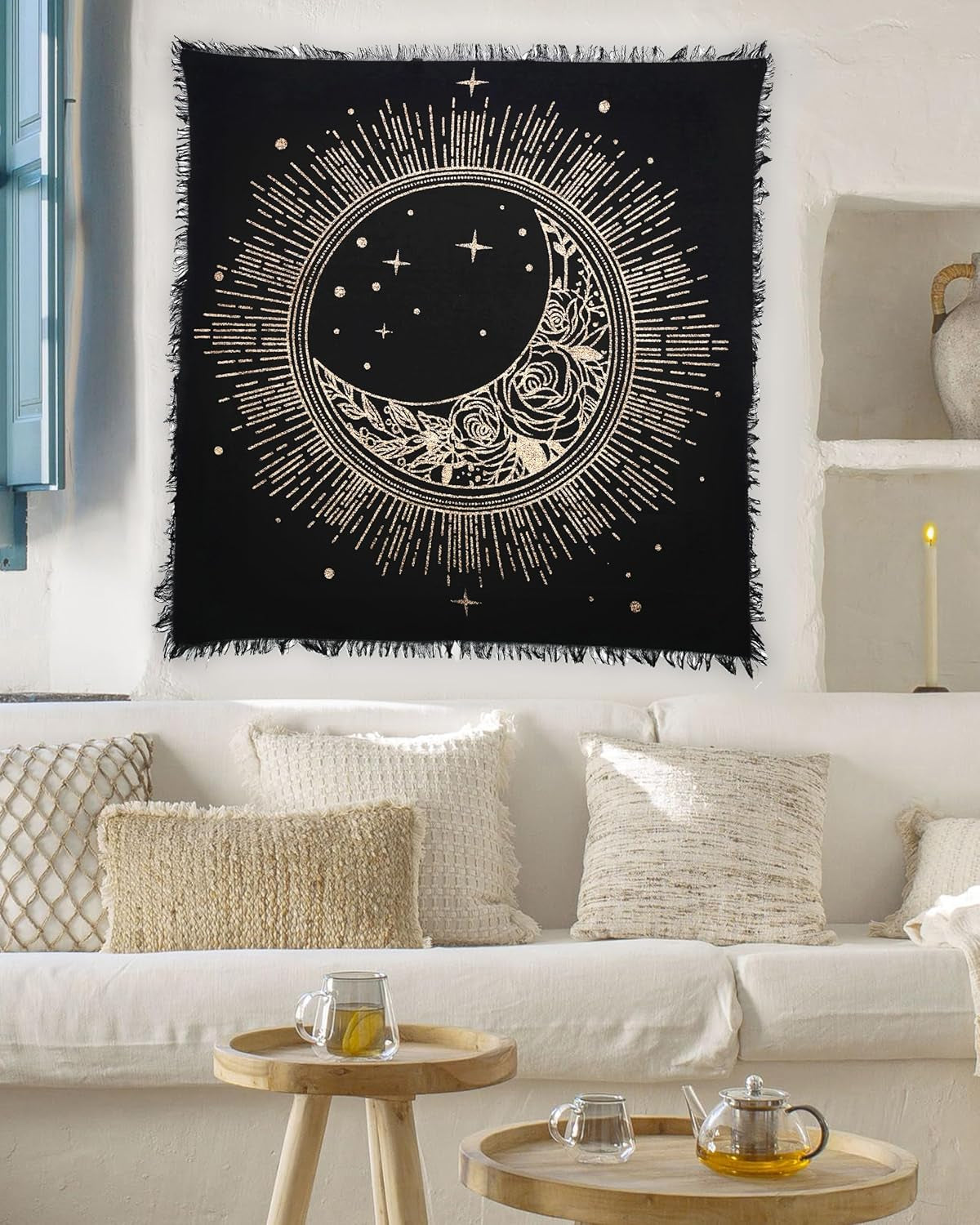 Altar Cloth Sun Moon Star Witchcraft Alter Tarot Spread Wiccan Spiritual Sacred Cloth