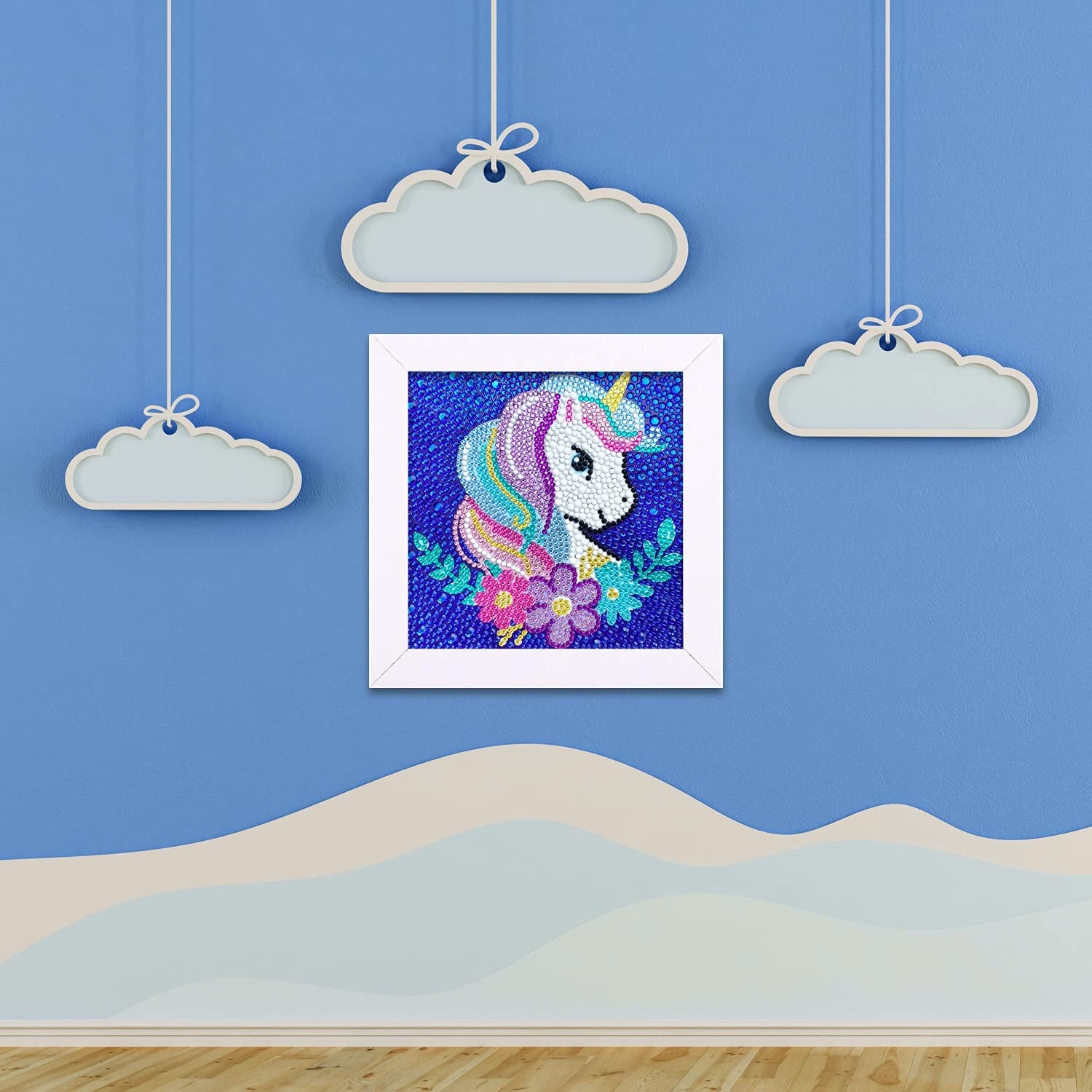 5D Diamond Painting Kits for Kids 7.1‘’ X 7.1‘’ Wooden Frame Diamond Arts and Crafts for Kids Mosaic Gem Stickers by Number Kits DIY Painting Arts Crafts Supply Set Embroidery Gift (F-Unicorn)