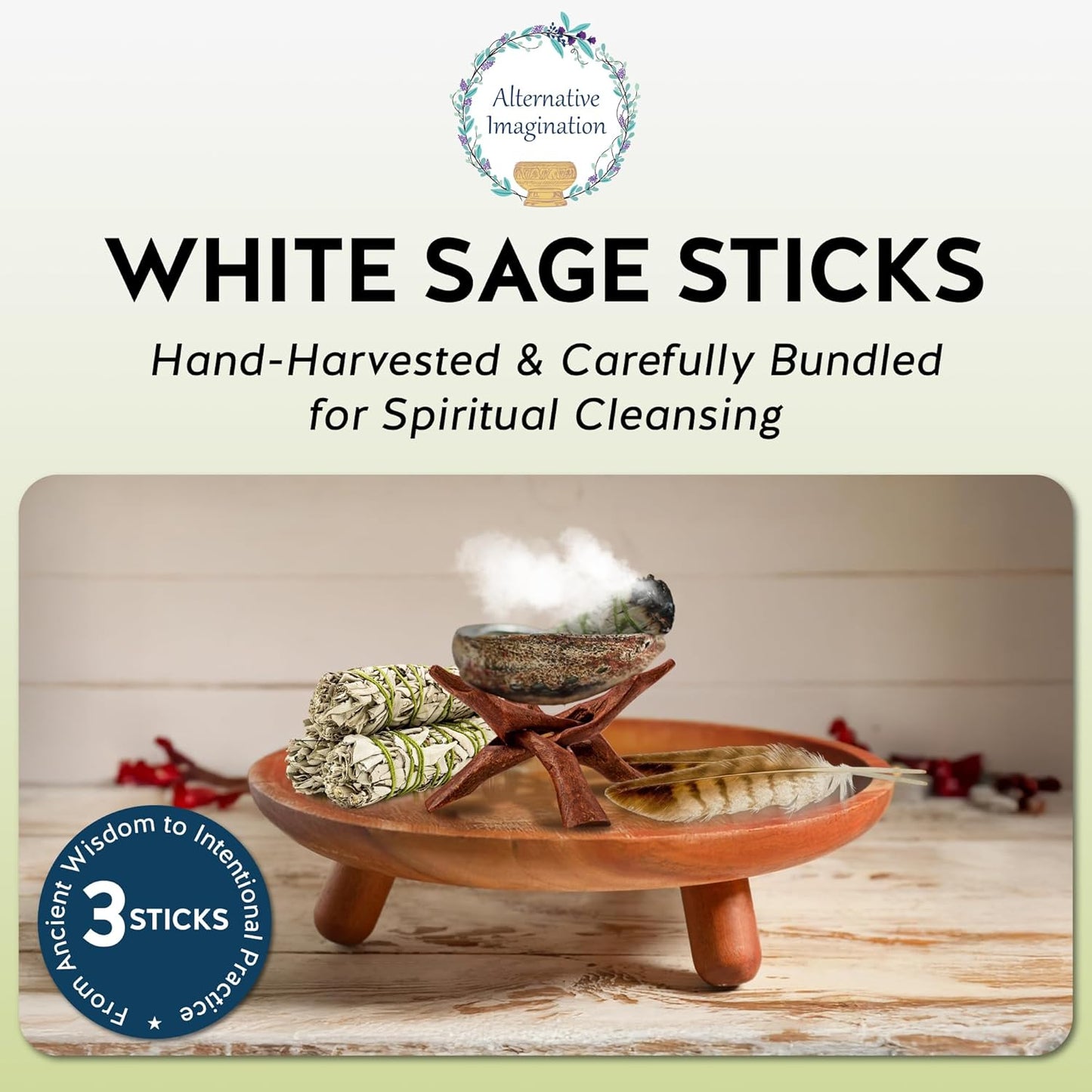 White Sage Smudge Stick Set – 3-Pack of 4-Inch Bundles for Home Cleansing, Meditation Rituals, Energy Clearing, Witchcraft Tools, Spiritual Gifts, Yoga, Altar, and Smudging