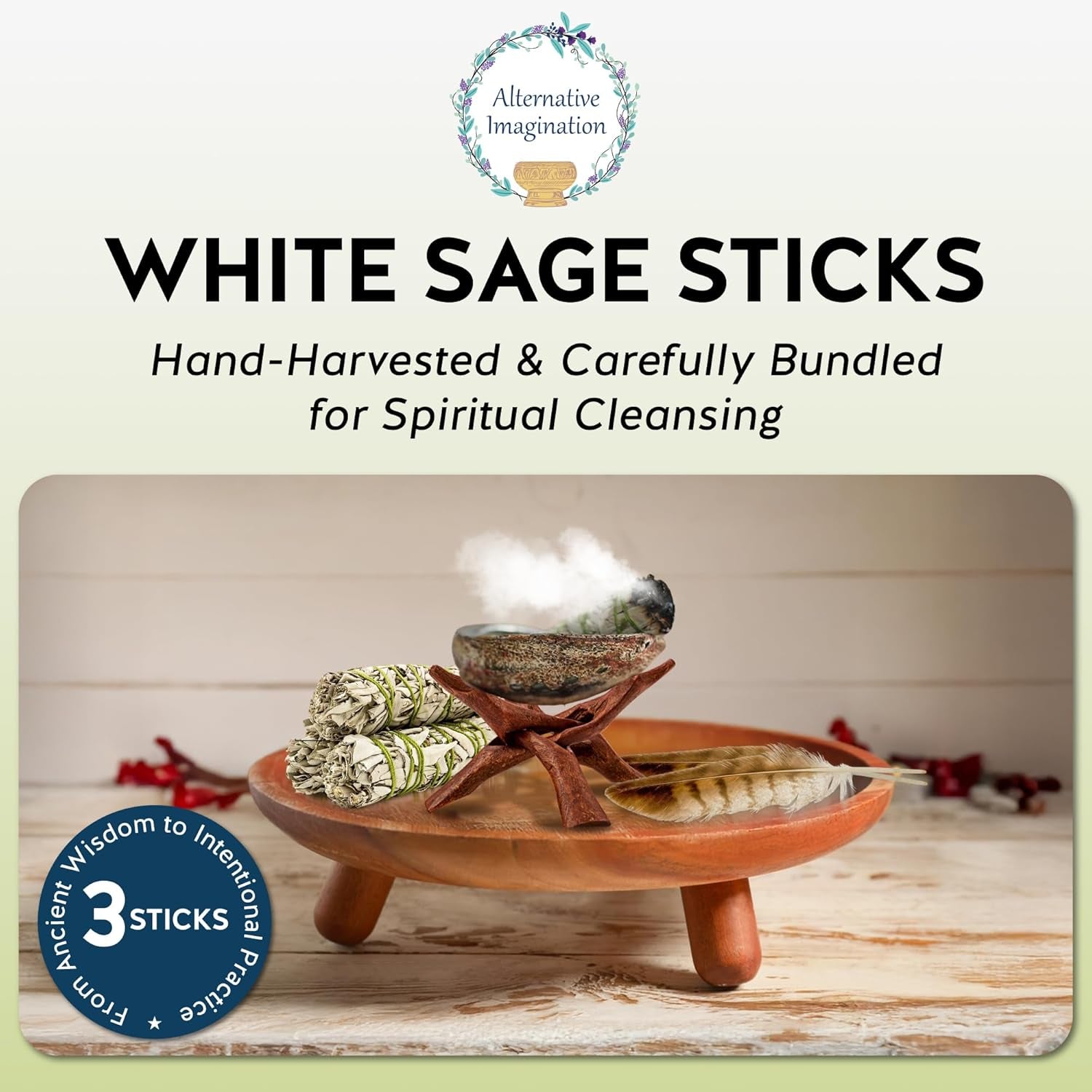 White Sage Smudge Stick Set – 3-Pack of 4-Inch Bundles for Home Cleansing, Meditation Rituals, Energy Clearing, Witchcraft Tools, Spiritual Gifts, Yoga, Altar, and Smudging