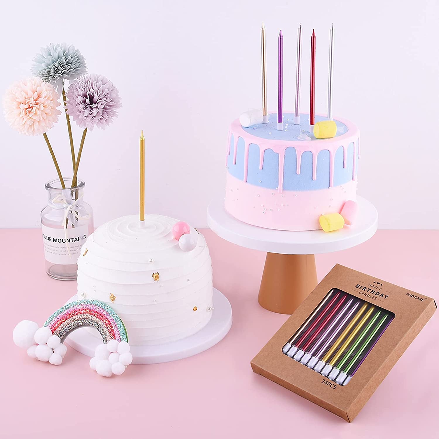 Champagne Gold Long Thin Metallic Birthday Candles, Cake Candles, Birthday Parties, Wedding Decorations, Party Candles