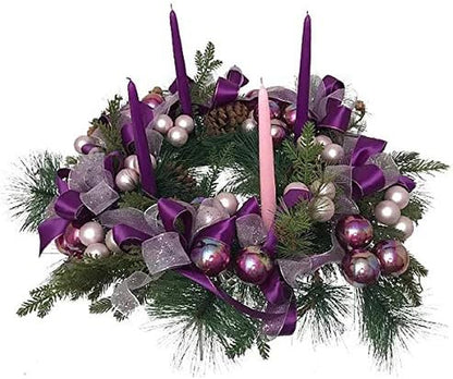 Advent Taper Candle Set Premium Quality Set of 4 with 3 Purple Taper Candles, 1 Pink Tapered Candle for Seasonal Celebration Candles, Advent Wreath and Christmas Decorations (12 Inch, Advent)