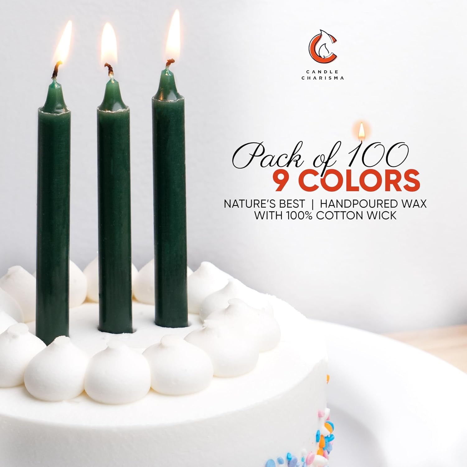 100 Green Spell Candles - 4" Unscented Paraffin Chime Candles, Smokeless & Dripless, Colored Candles, 1.5 Hours Burn Time 0.4" Thick Taper Candles for Rituals, Witchcraft and Parties