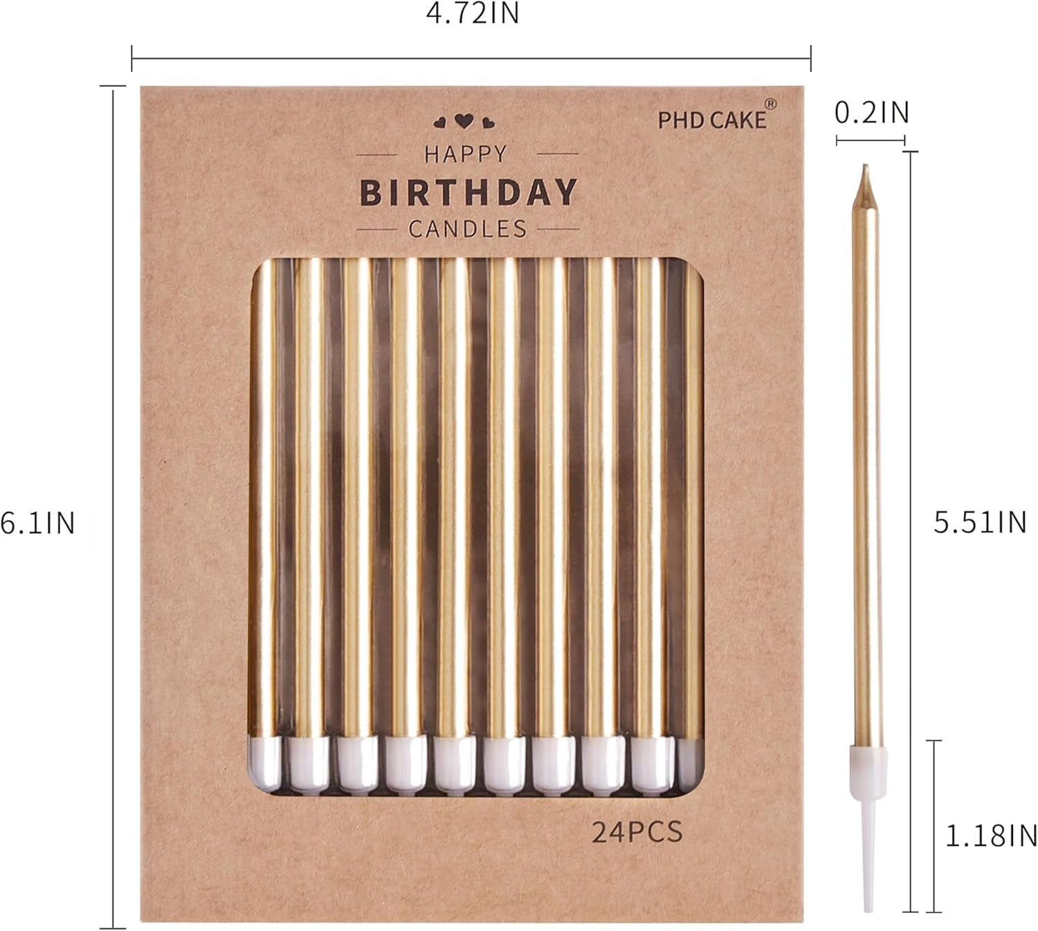 Champagne Gold Long Thin Metallic Birthday Candles, Cake Candles, Birthday Parties, Wedding Decorations, Party Candles