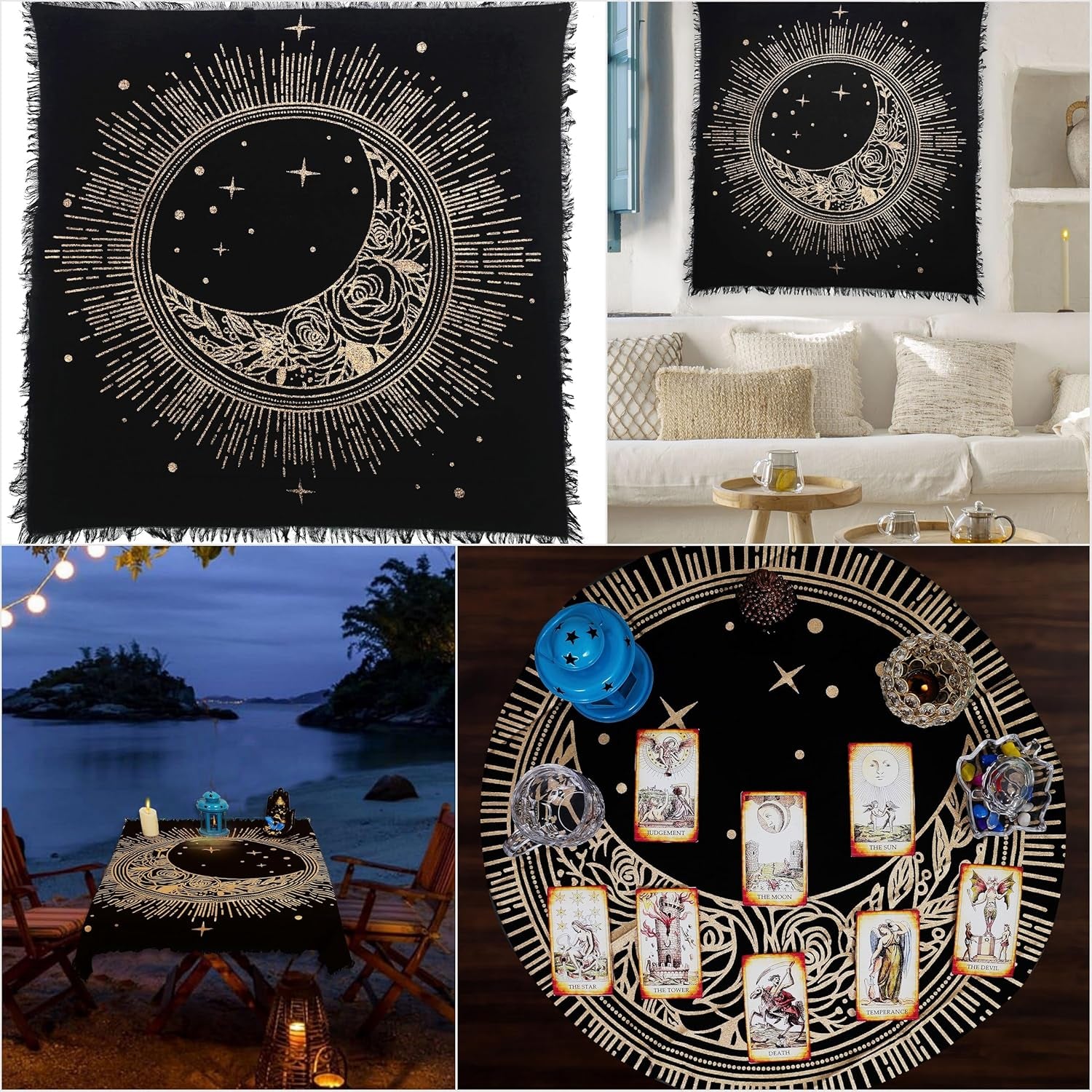 Altar Cloth Sun Moon Star Witchcraft Alter Tarot Spread Wiccan Spiritual Sacred Cloth