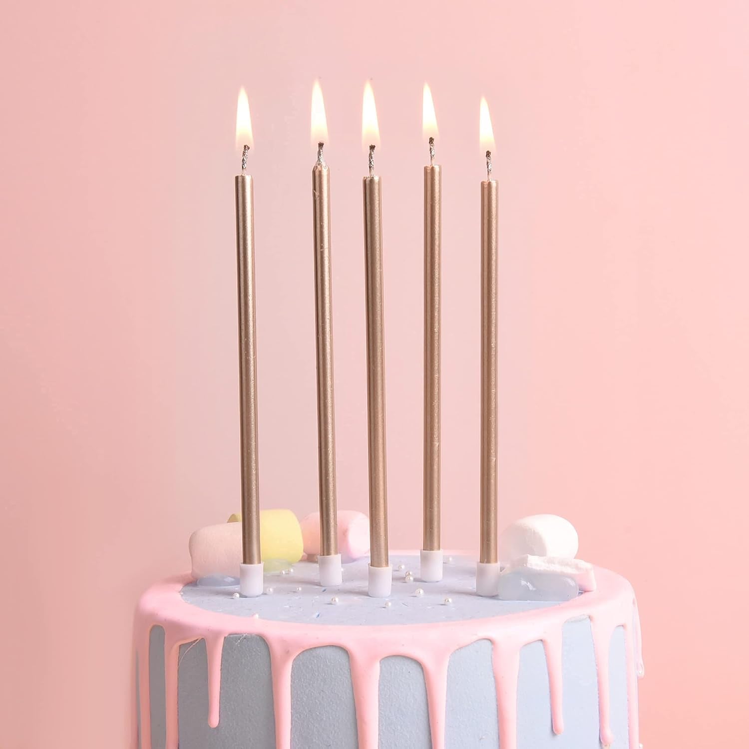 Champagne Gold Long Thin Metallic Birthday Candles, Cake Candles, Birthday Parties, Wedding Decorations, Party Candles
