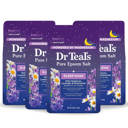 Epsom Salt Sleep Soak with Melatonin and Essential Oil Blend, 3 lb (Pack of 4)