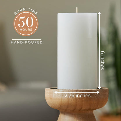 3X6 Inch White Pillar Candles Set of 6, Smooth Texture, Unscented White Candles, Dripless Candles, 3 Inch Pillar Candles Ideal as Wedding, Parties, Spas, Dinner, Home Decoration, Church