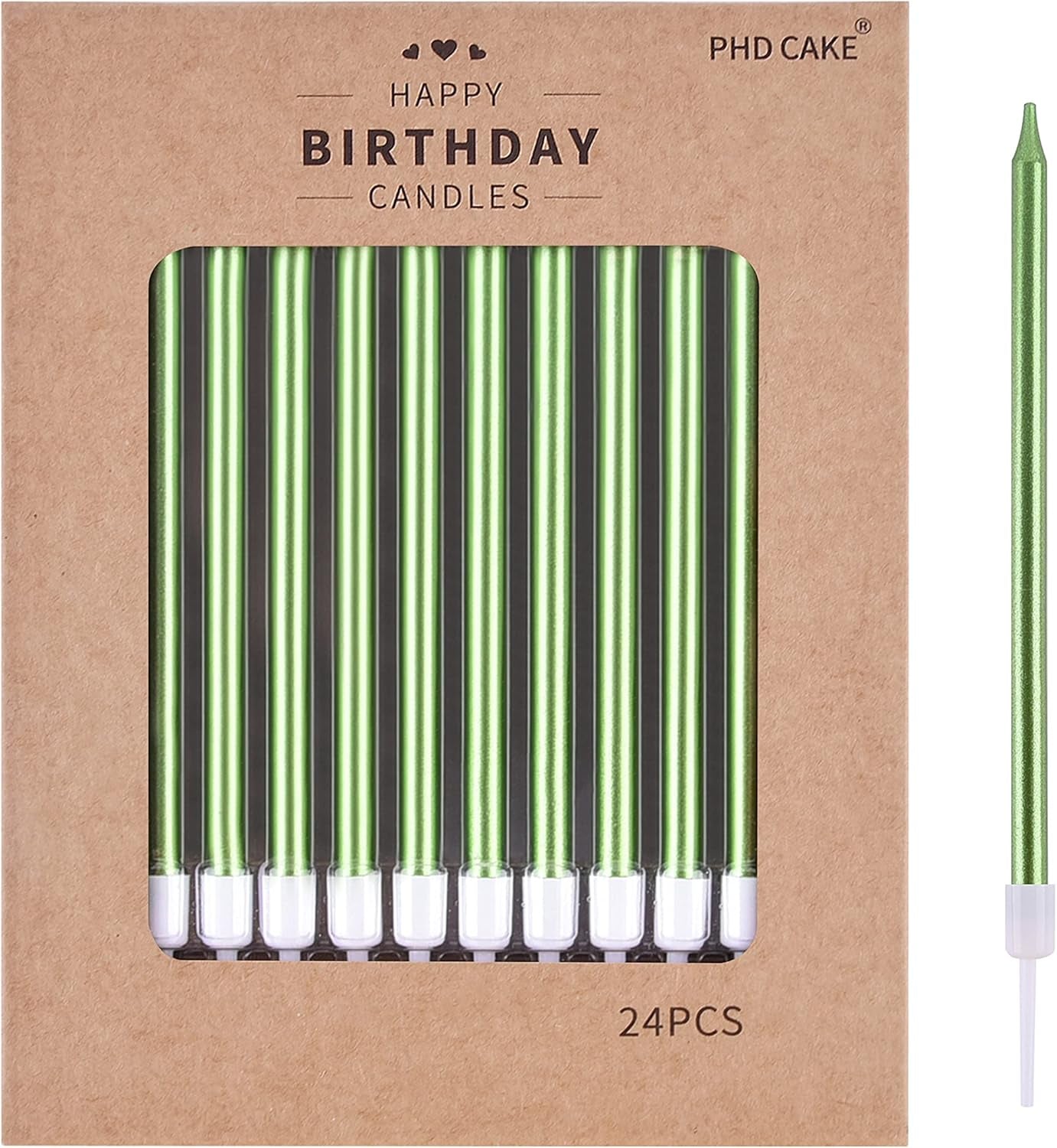 Green Long Thin Metallic Birthday Candles, Cake Candles, Birthday Parties, Wedding Decorations, Party Candles