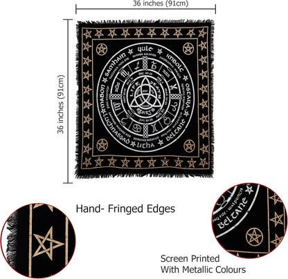Altar Cloth Pagan Wheel Witchcraft Alter Tarot Spread Top Cloth Wiccan Square Spiritual 36 by 36 Sacred Pagan Wheel