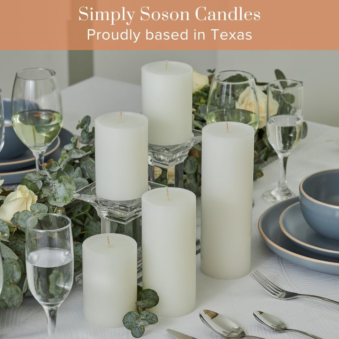 3X6 Inch White Pillar Candles Set of 6, Smooth Texture, Unscented White Candles, Dripless Candles, 3 Inch Pillar Candles Ideal as Wedding, Parties, Spas, Dinner, Home Decoration, Church