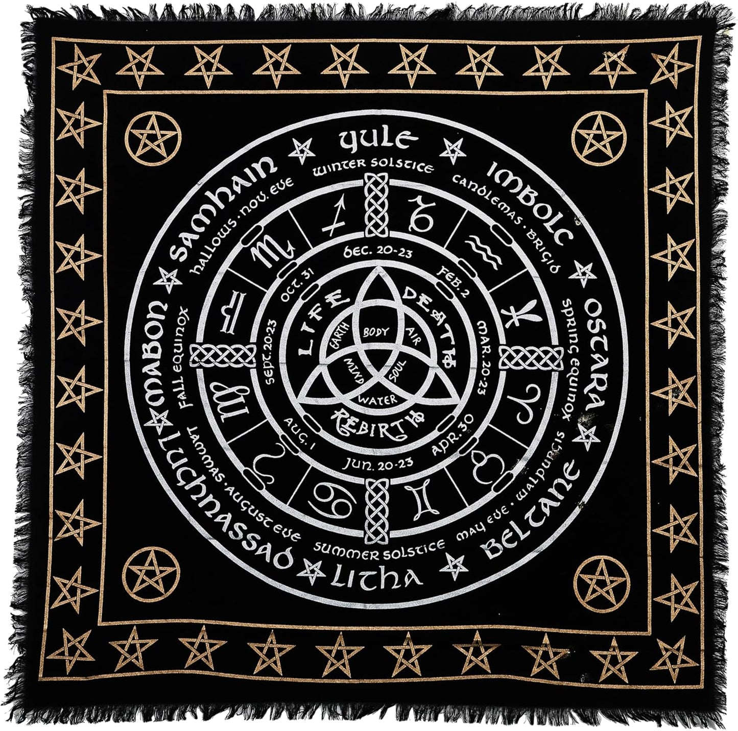Altar Cloth Pagan Wheel Witchcraft Alter Tarot Spread Top Cloth Wiccan Square Spiritual 36 by 36 Sacred Pagan Wheel