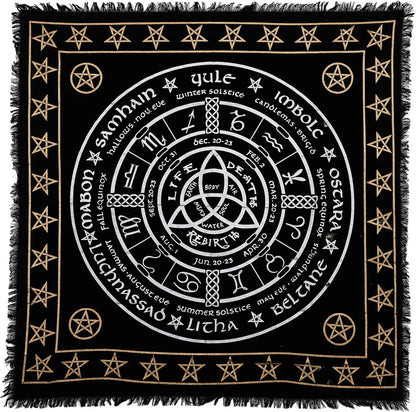 Altar Cloth Pagan Wheel Witchcraft Alter Tarot Spread Top Cloth Wiccan Square Spiritual 36 by 36 Sacred Pagan Wheel