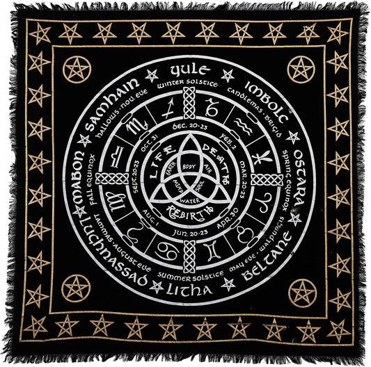 Altar Cloth Pagan Wheel Witchcraft Alter Tarot Spread Top Cloth Wiccan Square Spiritual 36 by 36 Sacred Pagan Wheel