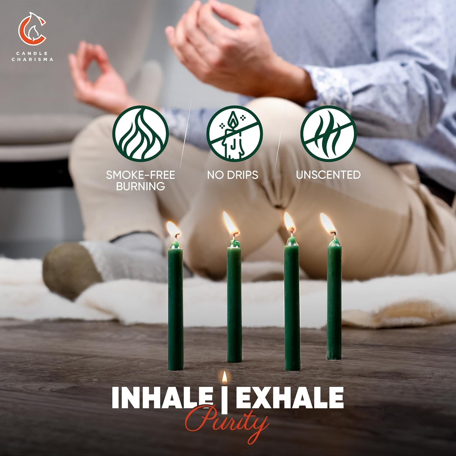 100 Green Spell Candles - 4" Unscented Paraffin Chime Candles, Smokeless & Dripless, Colored Candles, 1.5 Hours Burn Time 0.4" Thick Taper Candles for Rituals, Witchcraft and Parties