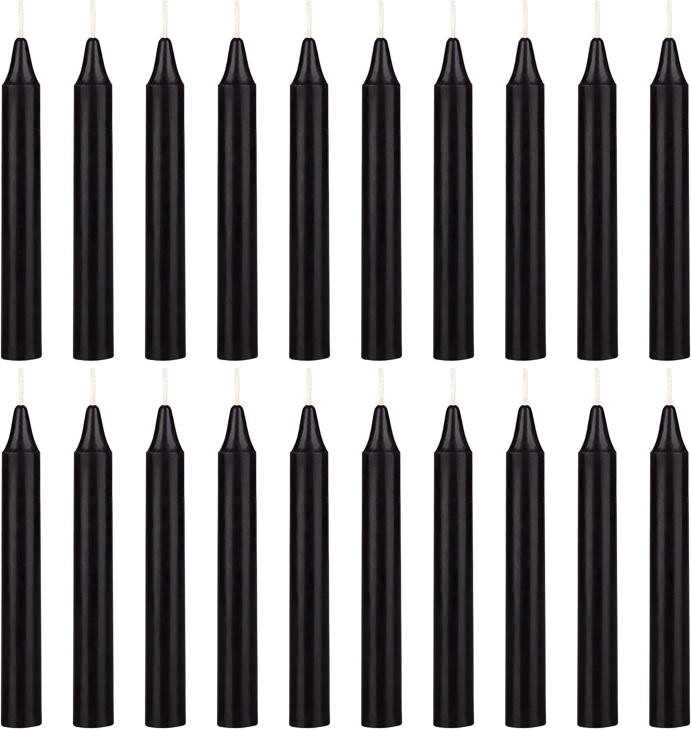 20 Pcs Unscented Black Exquisite Mini Taper Spell Candles, 4 Inch Tall X 1/2 Inch Diameter, Magic Chimes, Enchantment, Casting Rituals, Witchcraft, Wiccan, Altar, Metaphysical
