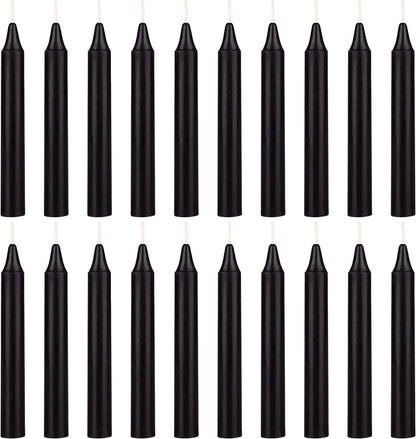 20 Pcs Unscented Black Exquisite Mini Taper Spell Candles, 4 Inch Tall X 1/2 Inch Diameter, Magic Chimes, Enchantment, Casting Rituals, Witchcraft, Wiccan, Altar, Metaphysical
