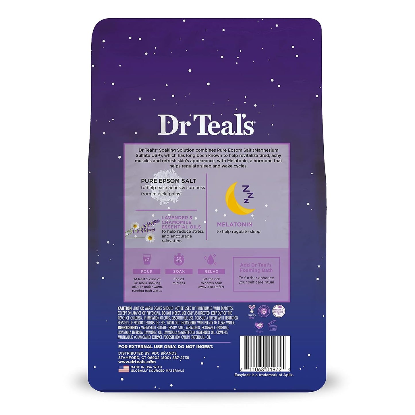 Epsom Salt Sleep Soak with Melatonin and Essential Oil Blend, 3 lb (Pack of 4)