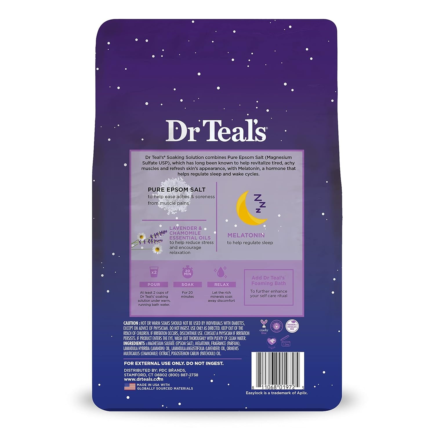 Epsom Salt Sleep Soak with Melatonin and Essential Oil Blend, 3 lb (Pack of 4)