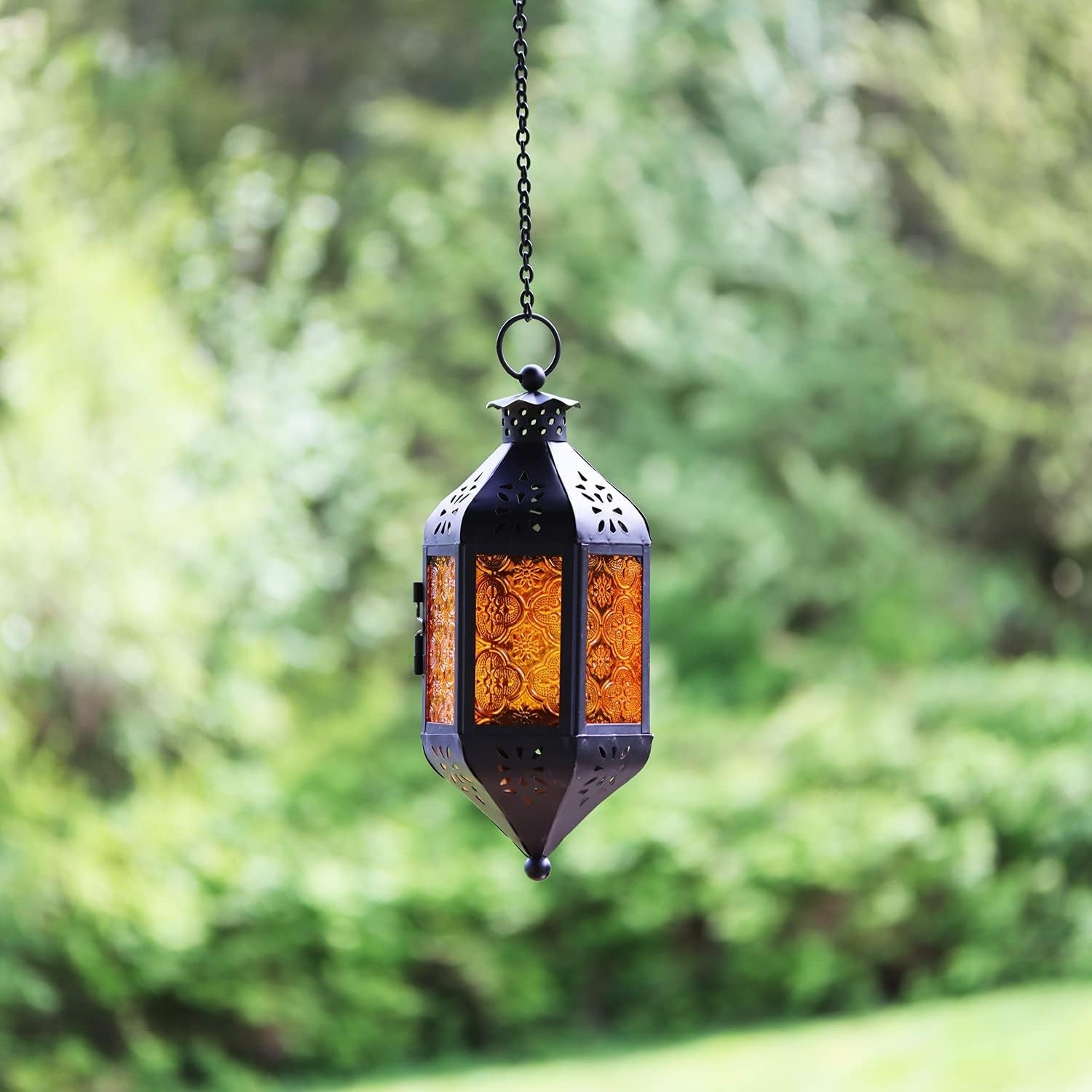 Decorative Hanging Candle Lantern for Spring Decor, Amber, Pack of 3, Set of 3