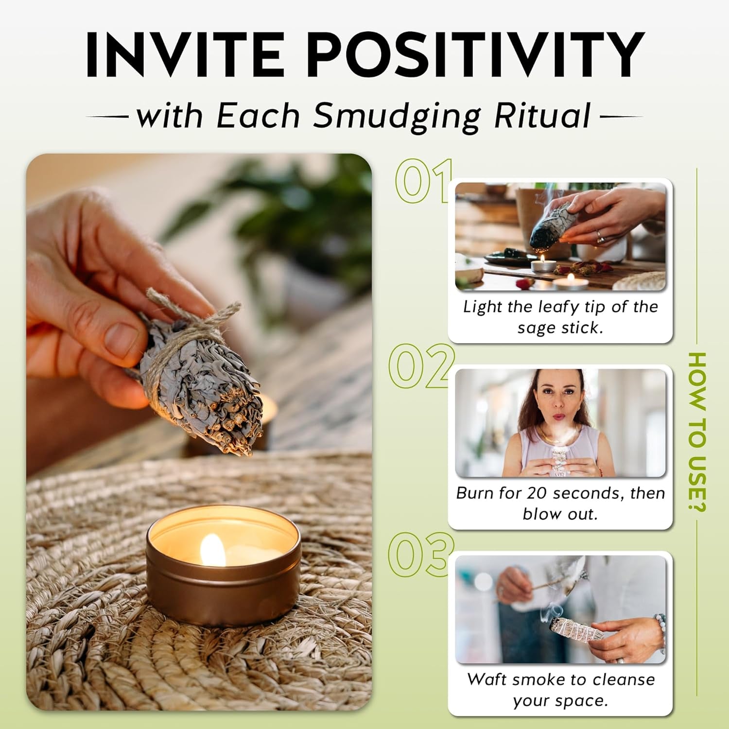 California White Sage Smudge Sticks - 3-Pack of 6-Inch Bundles for Home Cleansing,Energy Clearing, Meditation, Witchcraft, Spiritual Gifts,Altar & Smudging- Packaged in the USA