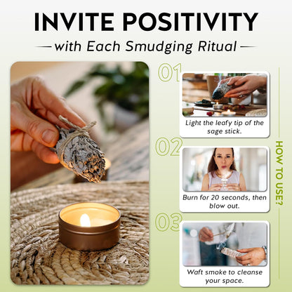 California White Sage Smudge Sticks - 3-Pack of 6-Inch Bundles for Home Cleansing,Energy Clearing, Meditation, Witchcraft, Spiritual Gifts,Altar & Smudging- Packaged in the USA