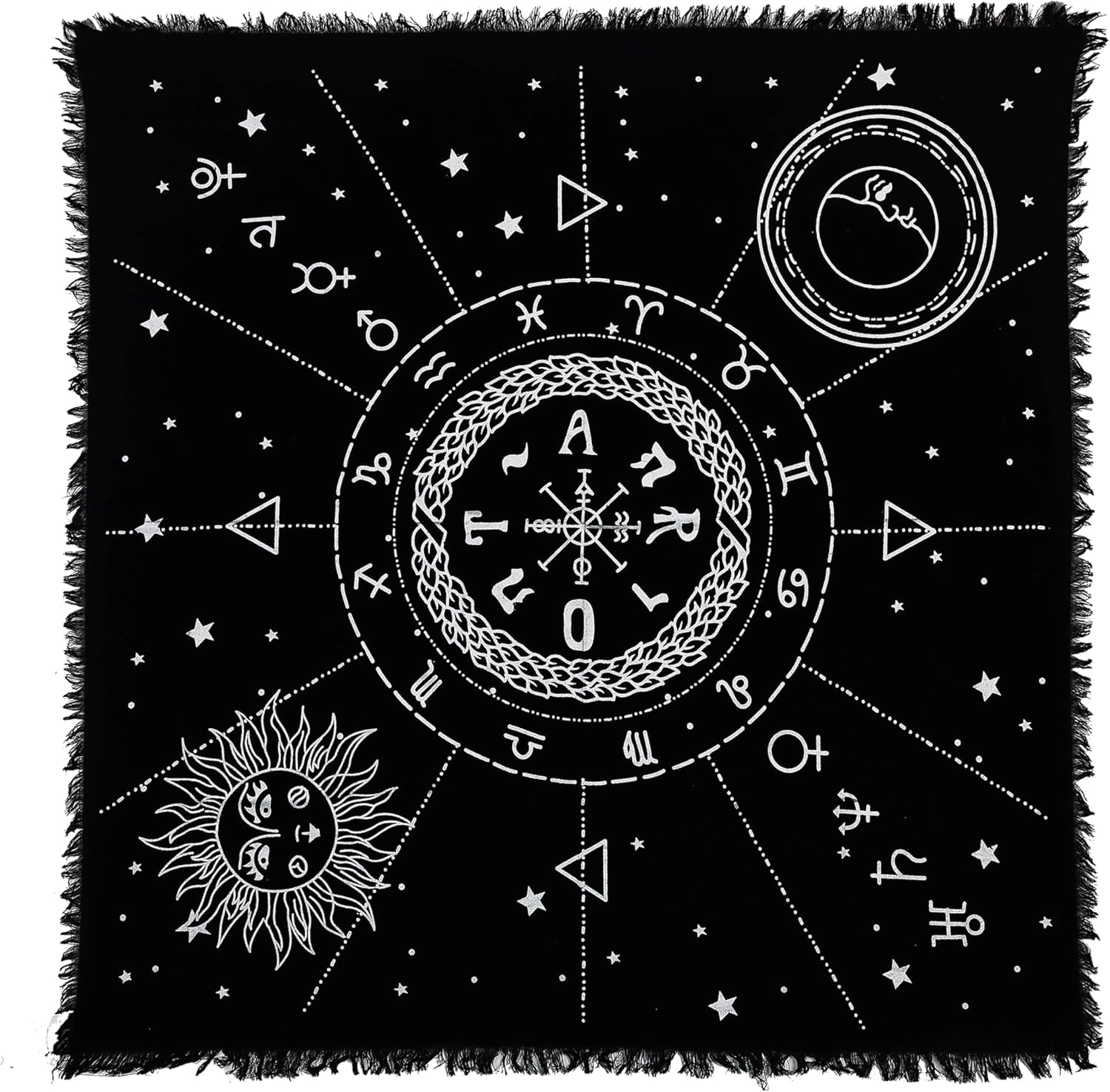 Altar 12 Constellation Astrology Zodiac Premium Witchcraft Alter Tarot Spread Wiccan Ritual Large Sacred Cloth (12 Constellation)