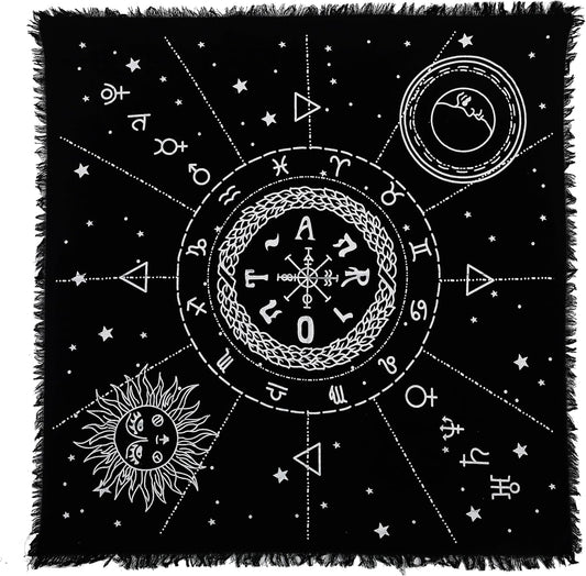 Altar 12 Constellation Astrology Zodiac Premium Witchcraft Alter Tarot Spread Wiccan Ritual Large Sacred Cloth (12 Constellation)