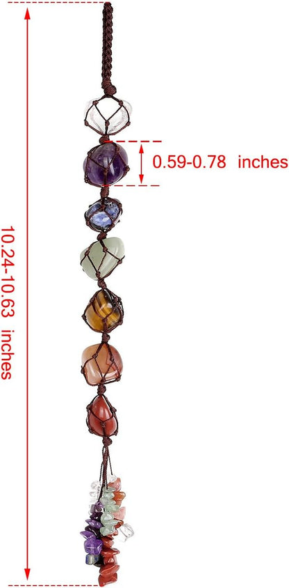 Car Decor Chakra Hanging Decoration Gemstones Healing Crystals Home Indoor Hanging Ornament for Good Luck,Yoga Meditation, Protection (7 Chakra)