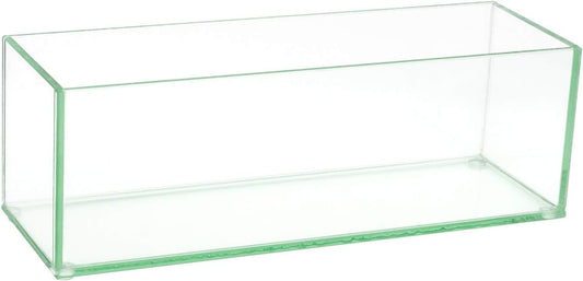 Flower Glass Vase Decorative Centerpiece for Home or Wedding - Oblong Rectangle Shape, 12" Long, 4" Hx4 W Opening, Clear