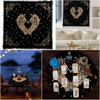 Altar Cloth Angel Wings Gold Silver 36X36 Inches Square Spiritual Cloth