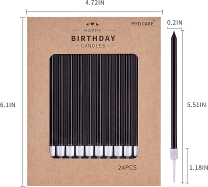 Black Long Thin Birthday Candles, Cake Candles, Birthday Parties, Wedding Decorations, Party Candles