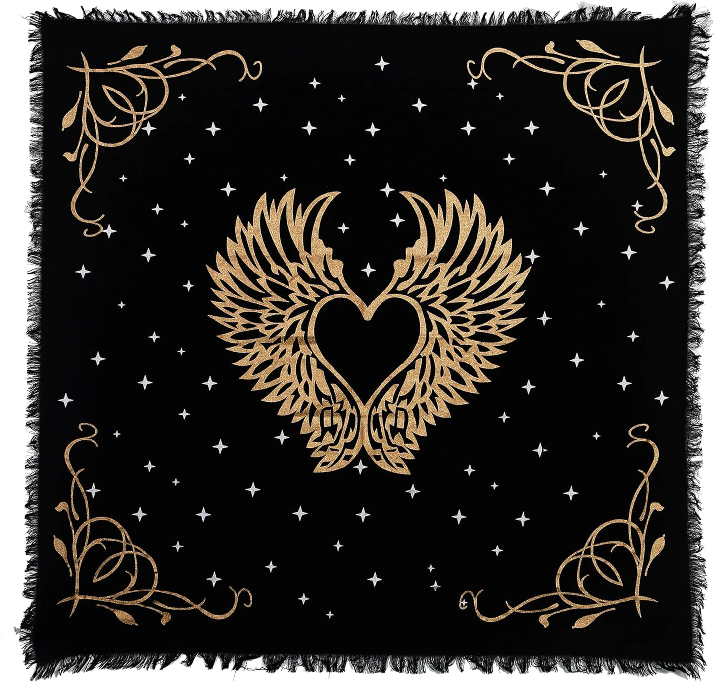 Altar Cloth Angel Wings Gold Silver 36X36 Inches Square Spiritual Cloth