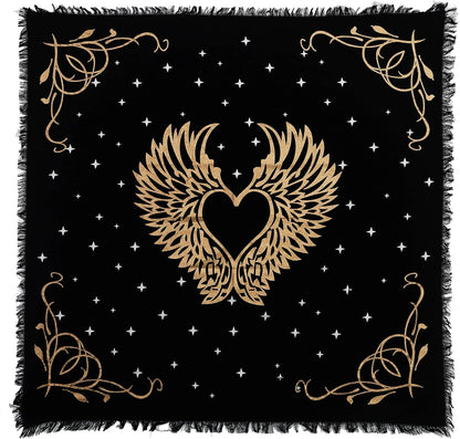 Altar Cloth Angel Wings Gold Silver 36X36 Inches Square Spiritual Cloth