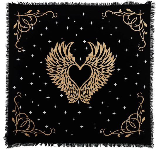 Altar Cloth Angel Wings Gold Silver 36X36 Inches Square Spiritual Cloth