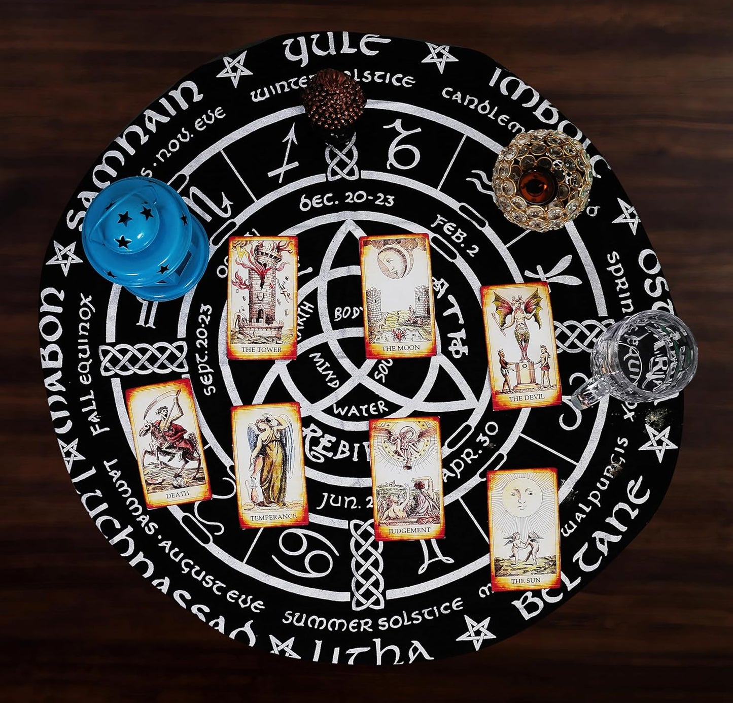 Altar Cloth Pagan Wheel Witchcraft Alter Tarot Spread Top Cloth Wiccan Square Spiritual 36 by 36 Sacred Pagan Wheel