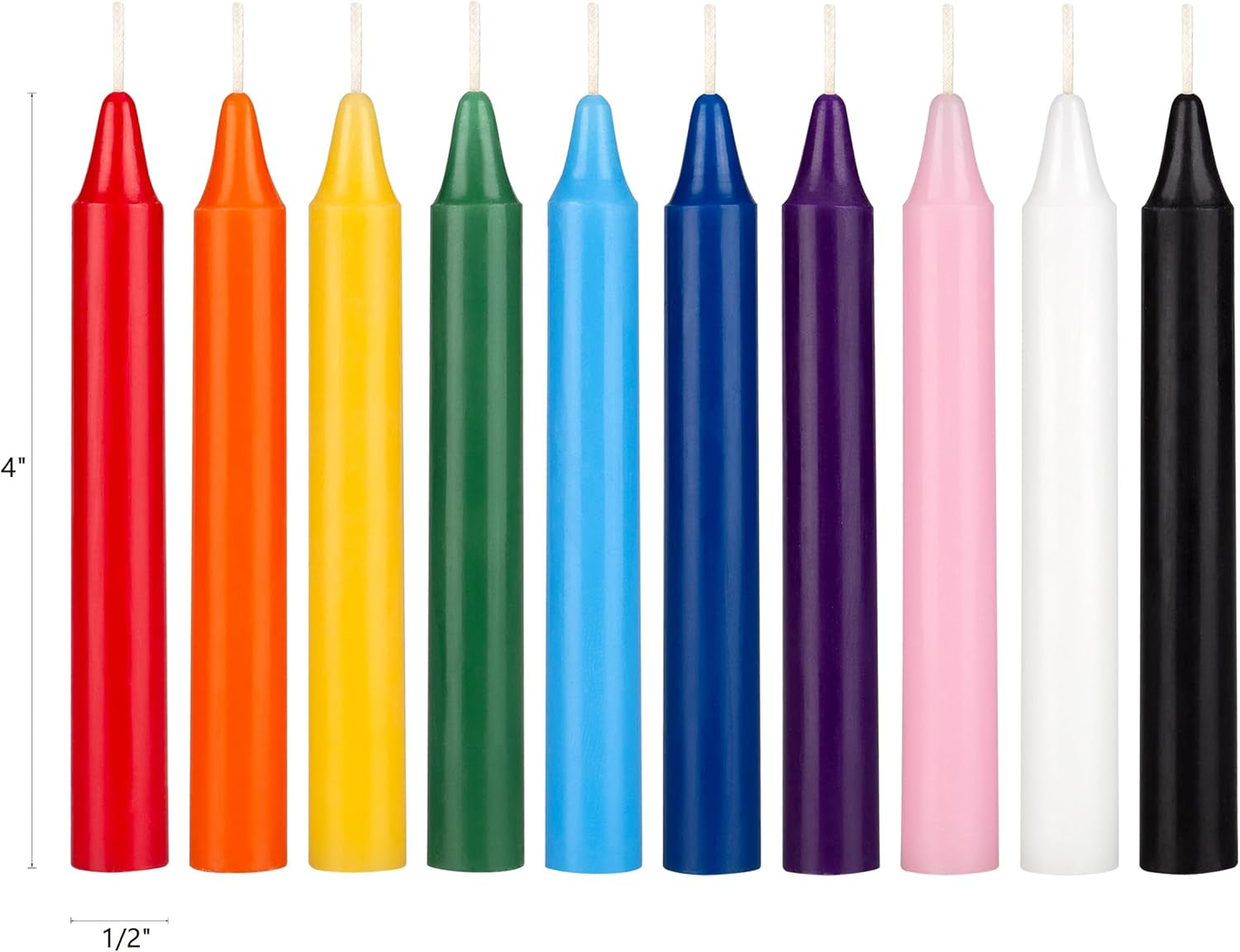 20 Pcs Unscented Assorted Colors Exquisite Mini Taper Spell Candles, 4 Inch Tall X 1/2 Inch Diameter, Magic Chimes, Enchantment, Casting Rituals, Witchcraft, Wiccan, Altar, Metaphysical