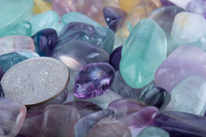 1 Lb Fluorite Tumbled Stone Chips Crushed Natural Crystal Quartz Pieces