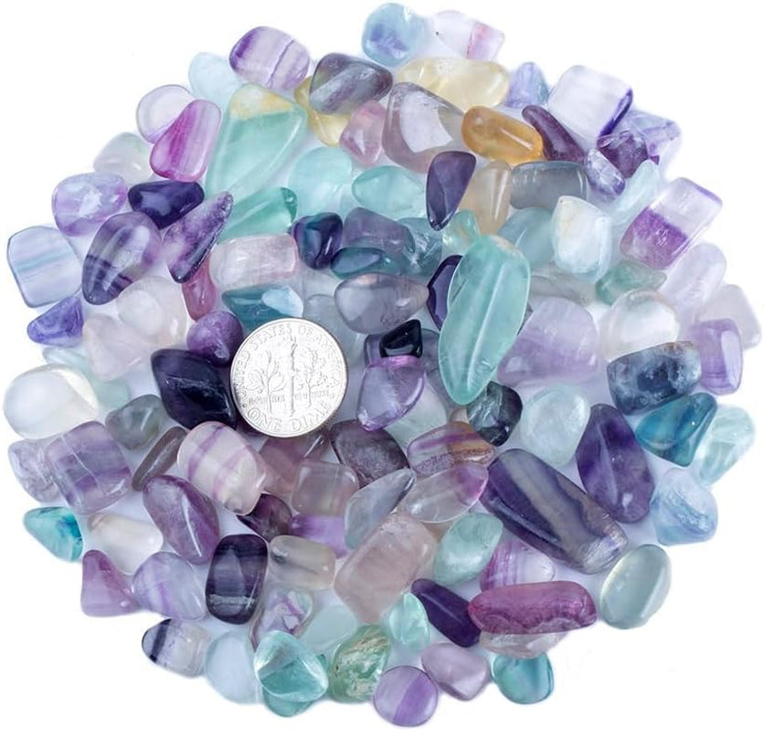 1 Lb Fluorite Tumbled Stone Chips Crushed Natural Crystal Quartz Pieces