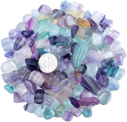 1 Lb Fluorite Tumbled Stone Chips Crushed Natural Crystal Quartz Pieces