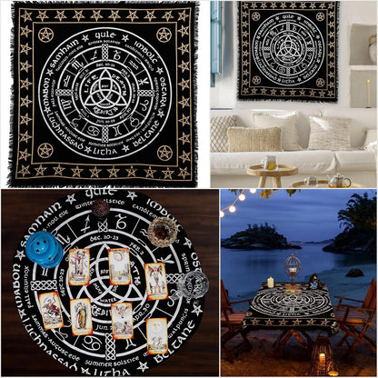 Altar Cloth Pagan Wheel Witchcraft Alter Tarot Spread Top Cloth Wiccan Square Spiritual 36 by 36 Sacred Pagan Wheel
