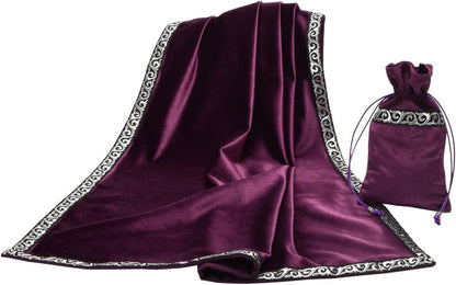 Altar Tarot Table Cloth Divination Wicca Velvet Cloth with Tarot Pouch 24.4 * 24.4 Inch Purple