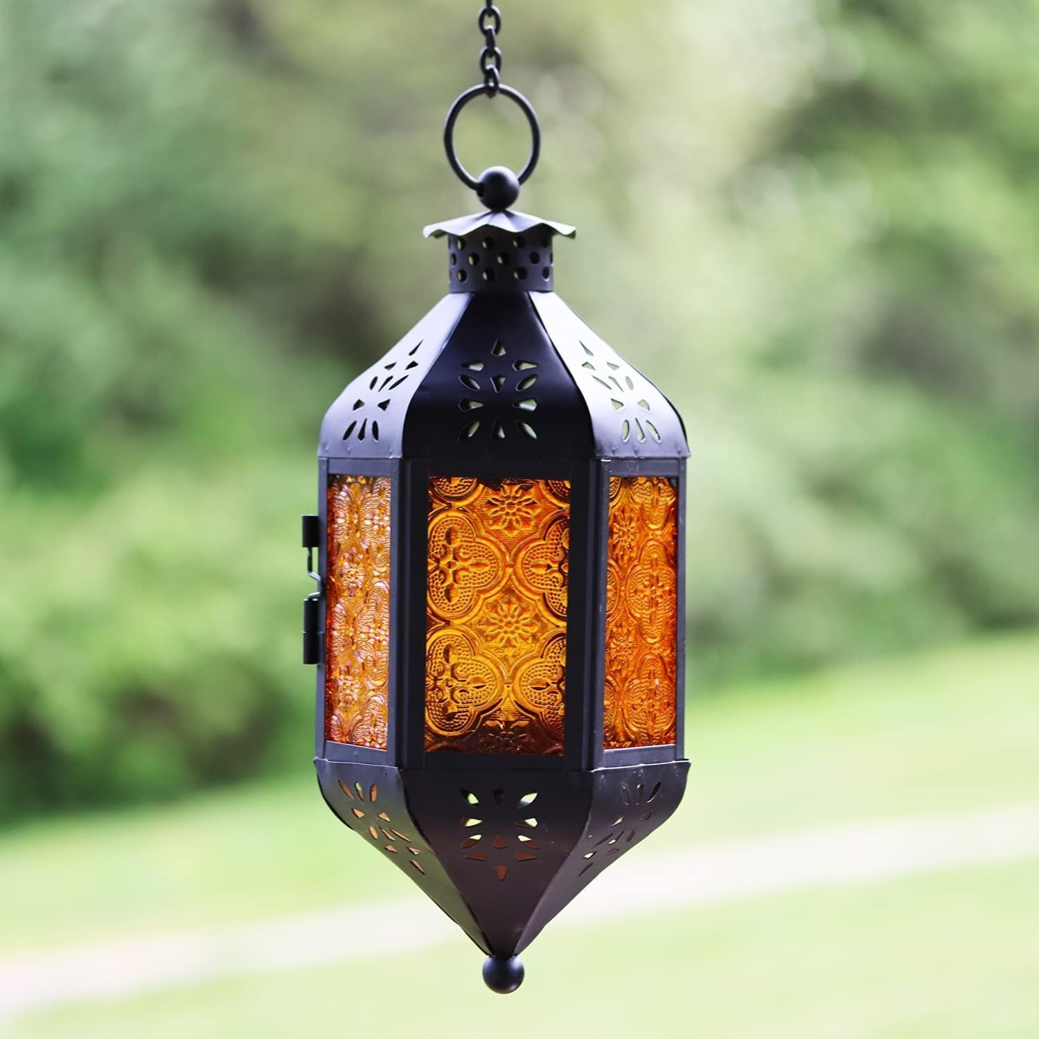 Decorative Hanging Candle Lantern for Spring Decor, Amber, Pack of 3, Set of 3