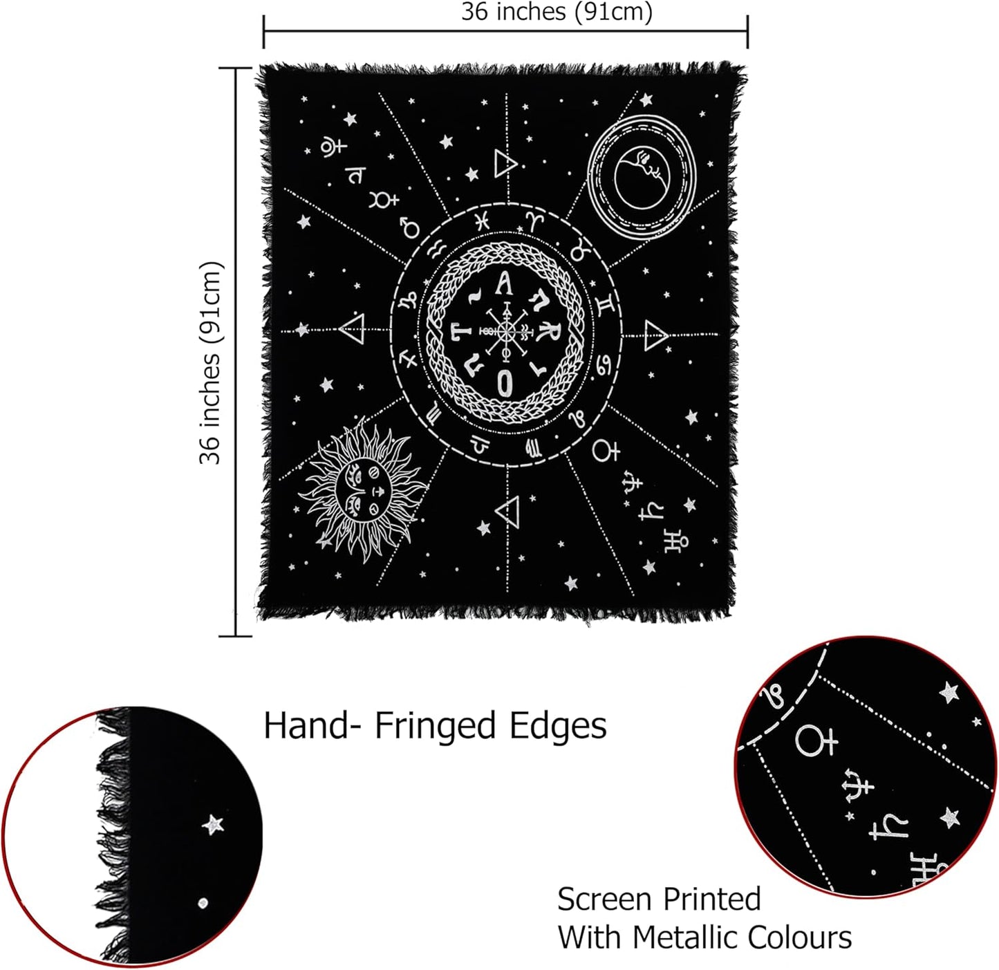 Altar 12 Constellation Astrology Zodiac Premium Witchcraft Alter Tarot Spread Wiccan Ritual Large Sacred Cloth (12 Constellation)