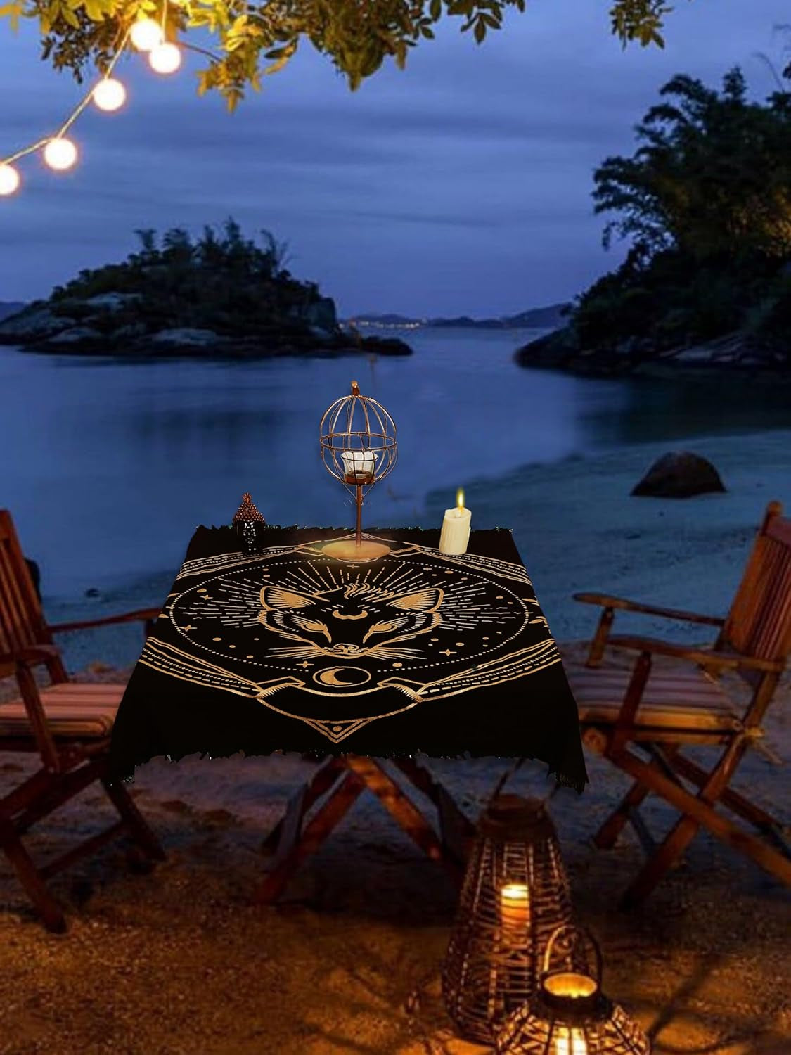 Alter Golden Wolf Altar Cloth, Unique Wolf Black Gold Table Cloth 36X36 Inches Cotton Fabric Royal Altar Cloth (Wolf)