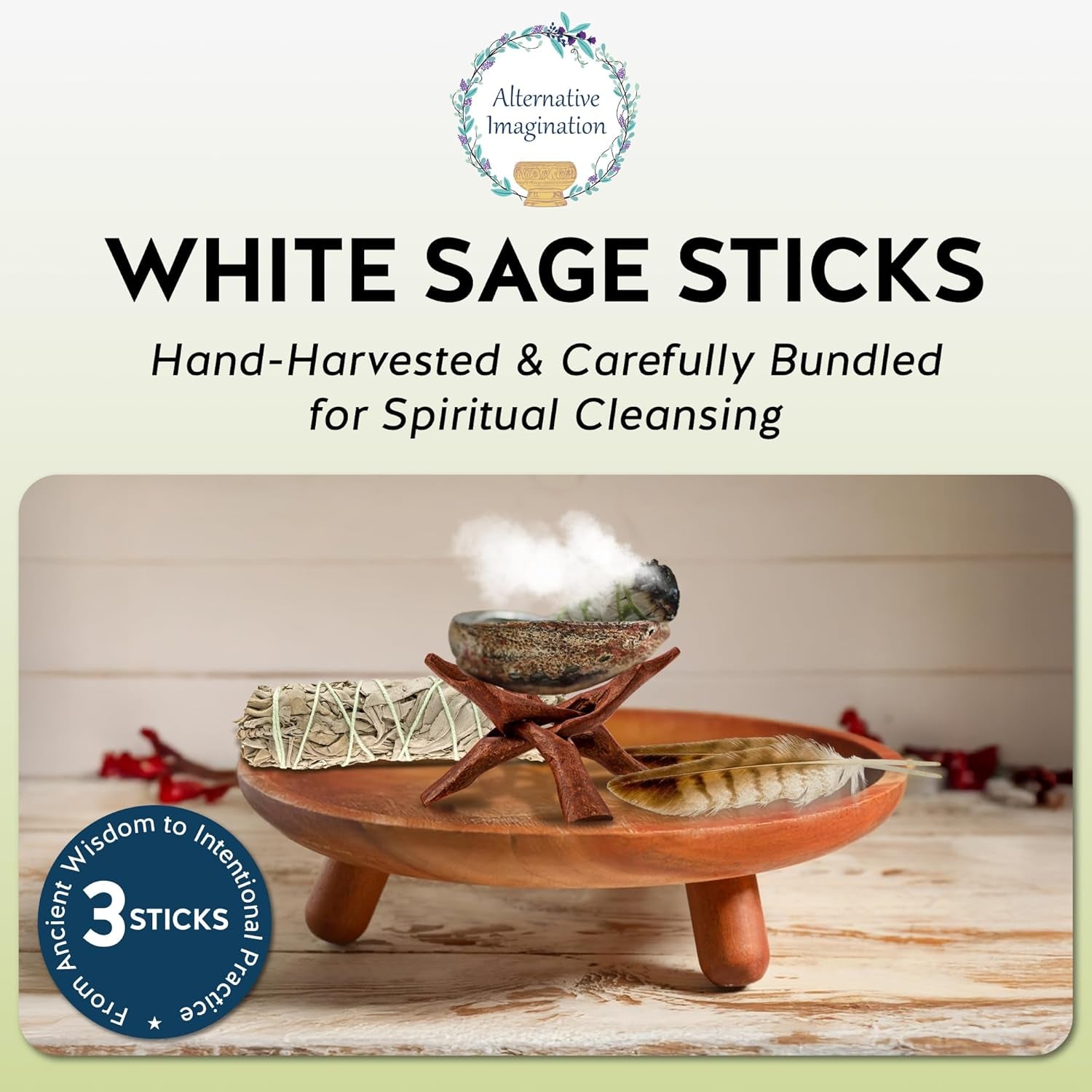 California White Sage Smudge Sticks - 3-Pack of 6-Inch Bundles for Home Cleansing,Energy Clearing, Meditation, Witchcraft, Spiritual Gifts,Altar & Smudging- Packaged in the USA